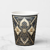 Gobelets En Papier Bel Art Déco Ivoire Crème Or Noir (Recto)