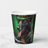 Gobelets En Papier Belgian Shepherd conduite vélo St. Patrick's Day (Recto)