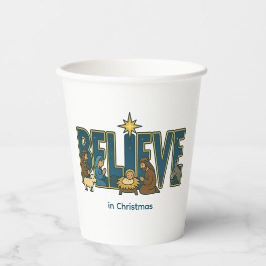 Gobelets En Papier Believe nativity (Recto)