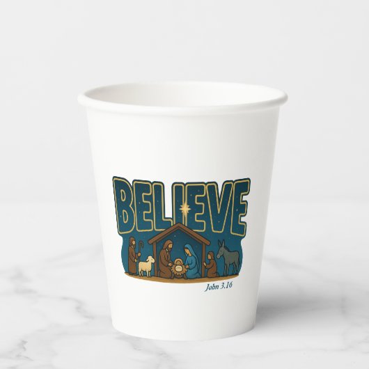 Gobelets En Papier Believe Nativity (Recto)