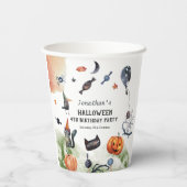 Gobelets En Papier Belle Aquarelle Anniversaire de enfant Halloween (Verso)