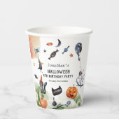 Gobelets En Papier Belle Aquarelle Anniversaire de enfant Halloween (Recto)