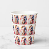 Gobelets En Papier Belle aquarelle couple mariage (Recto)