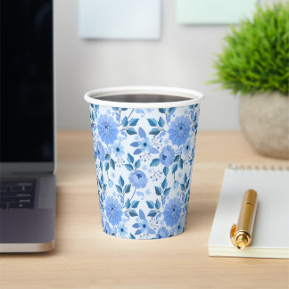 Gobelets En Papier belle bleu Floral Design cadeau motif pour elle