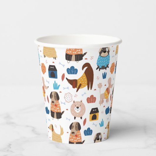 Gobelets En Papier Belle caricature chien motif poodle doxie (Verso)