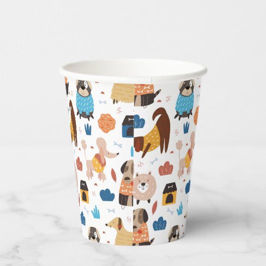 Gobelets En Papier Belle caricature chien motif poodle doxie (Droite)