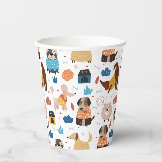 Gobelets En Papier Belle caricature chien motif poodle doxie (Recto)