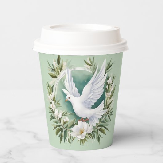 Gobelets En Papier Belle colombe blanche (Recto)