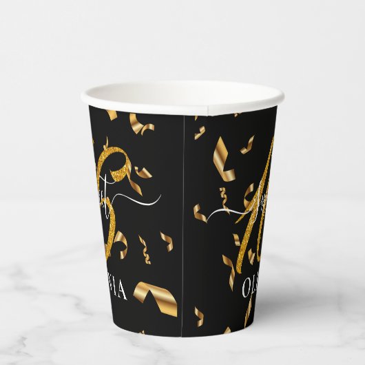 Gobelets En Papier Belle Confetti Or Sweet 16 Seize Paper Cup (Droite)