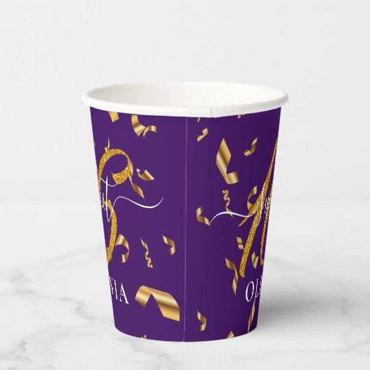 Gobelets En Papier Belle Confetti violet sucré 16 Seize (Droite)