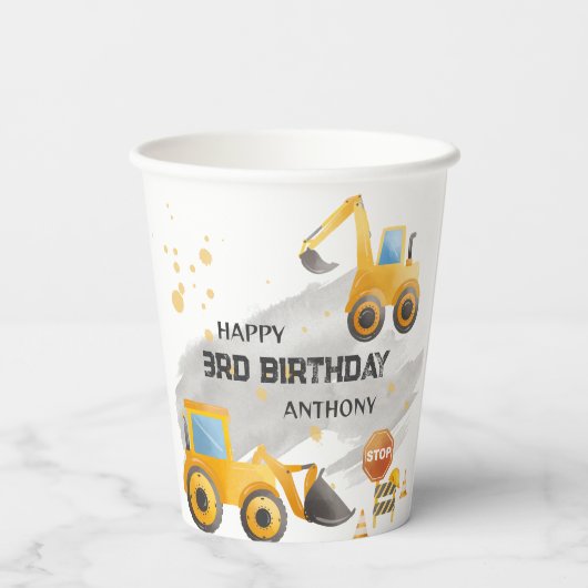 Gobelets En Papier Belle construction pour enfants Anniversaire (Verso)