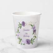 Gobelets En Papier belle couleur violet fleurs verdure (Verso)