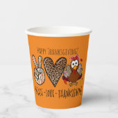 Gobelets En Papier Belle et amusante Peace Love Thanksgiving Party (Recto)