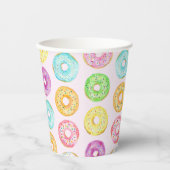 Gobelets En Papier Belle fête d'anniversaire de Donut coloré (Recto)