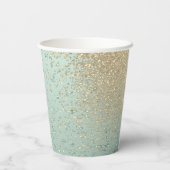 Gobelets En Papier Belle Fête de Mariage - Vert Menthe (Verso)