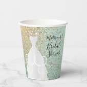 Gobelets En Papier Belle Fête de Mariage - Vert Menthe (Recto)