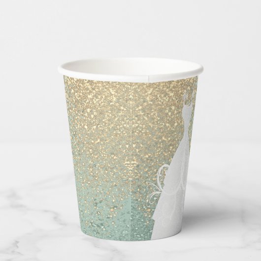 Gobelets En Papier Belle Fête des mariées - Mint Green (Droite)