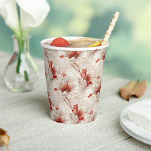 Gobelets En Papier Belle Flore Rouge Blanc