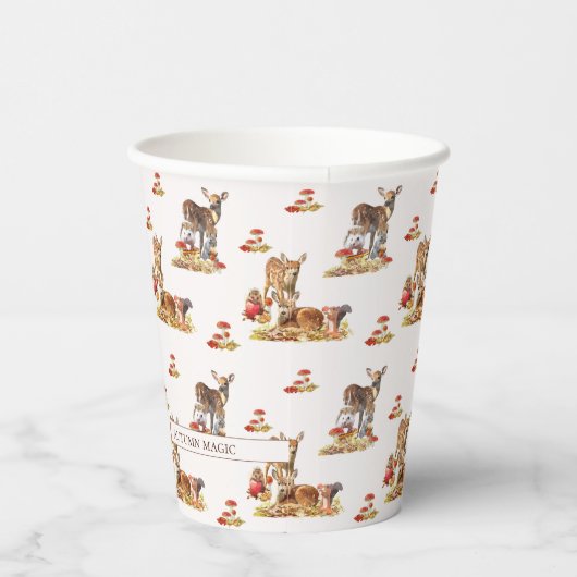 Gobelets En Papier Belle Forêt Animale Automne Motif Art (Droite)