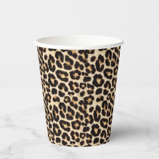 Gobelets En Papier Belle fourrure de léopard | Faux Fur Motif (Recto)