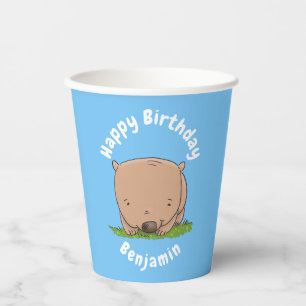 Gobelets En Papier Belle illustration de dessin animé de bébé wombat