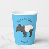 Gobelets En Papier Belle illustration de tapir de dessin animé (Verso)