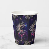 Gobelets En Papier Belle Lune Boho Stars Bleu pourpre (Verso)