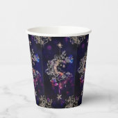 Gobelets En Papier Belle Lune Boho Stars Bleu pourpre (Gauche)