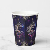 Gobelets En Papier Belle Lune Boho Stars Bleu pourpre (Droite)