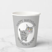 Gobelets En Papier Belle lynx lynx dessin animé anniversaire personna (Verso)
