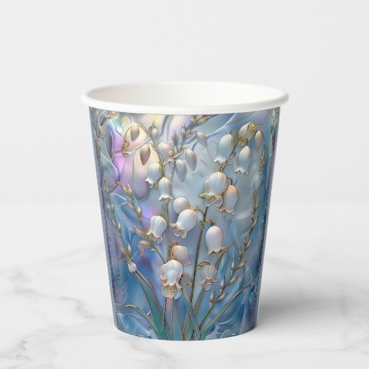 Gobelets En Papier Belle Lys Iridescente de Vallée Verre Embossé (Verso)