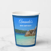 Gobelets En Papier Belle Mer Tropicale avec un Anniversaire Rocky Bea (Verso)
