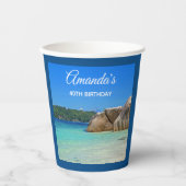 Gobelets En Papier Belle Mer Tropicale avec un Anniversaire Rocky Bea (Recto)
