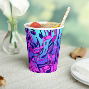 Gobelets En Papier Belle Musique Colorée Lively Notes musicales