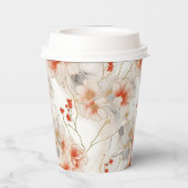 Gobelets En Papier Belle Pêche Feminine Rouge Blanc Floral (Verso)