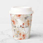 Gobelets En Papier Belle Pêche Feminine Rouge Blanc Floral (Recto)