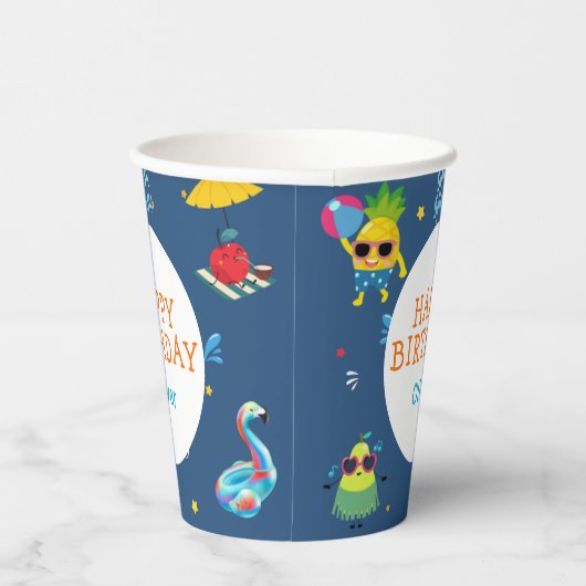 Gobelets En Papier Belle piscine d'été Caractère Fruit Anniversaire (Droite)