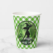 Gobelets En Papier Belle Sorcière Peinte Vert En vichy Plaid (Verso)