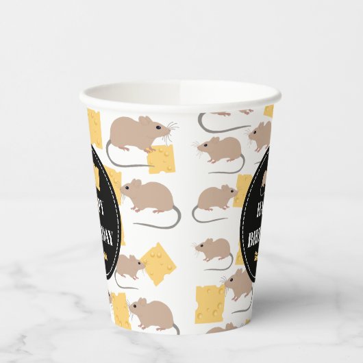 Gobelets En Papier Belle Souris Rodent Manger Fromage Anniversaire (Gauche)