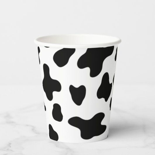 Gobelets En Papier Belle vache noire et blanche moderne (Verso)