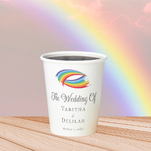 Gobelets En Papier Belle vague arc-en-ciel Mariage personnalisé