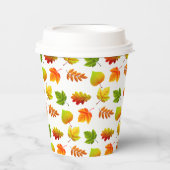 Gobelets En Papier Belles feuilles d'automne sur blanc (Recto)