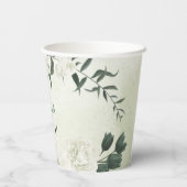 Gobelets En Papier Belles fleurs blanches feuilles vertes (Verso)