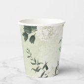 Gobelets En Papier Belles fleurs blanches feuilles vertes (Recto)