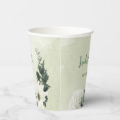 Gobelets En Papier Belles fleurs blanches feuilles vertes  (Droite)