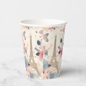 Gobelets En Papier Belles Fleurs et Tour Eiffel Paris (Droite)
