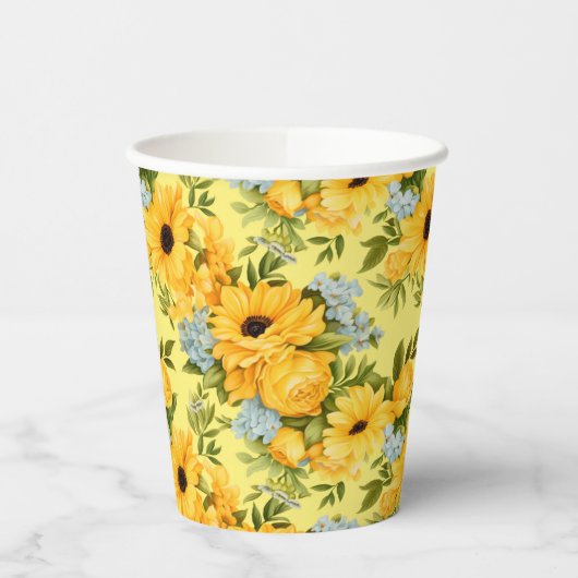 Gobelets En Papier Belles fleurs jaunes (Gauche)