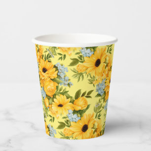 Gobelets En Papier Belles fleurs jaunes