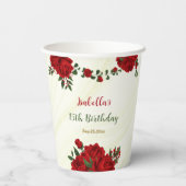 Gobelets En Papier belles fleurs rouges verdure mariage (Verso)