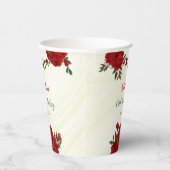 Gobelets En Papier belles fleurs rouges verdure mariage (Droite)